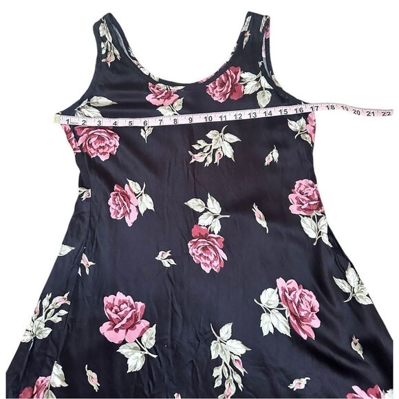 Y2K Women M Tank Romantic Floral Satin Slip Dress Whimsigoth Asymmetrical Vtg - Picture 5 of 7